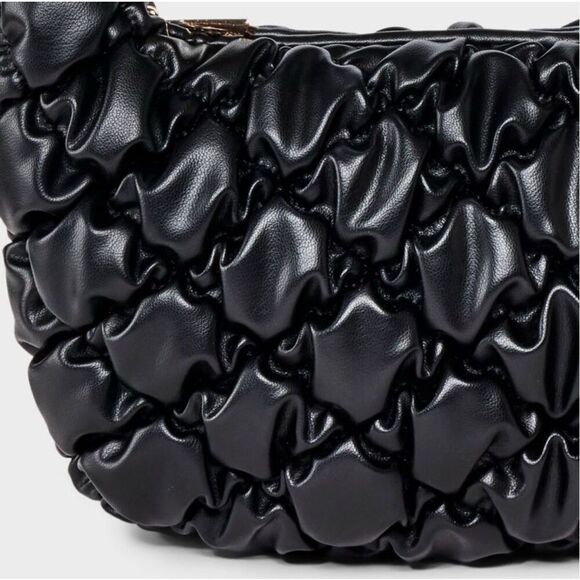 A New Day Black Bubble Quilted Handbag – Top Handle, Small & Stylish - Picture 4 of 5